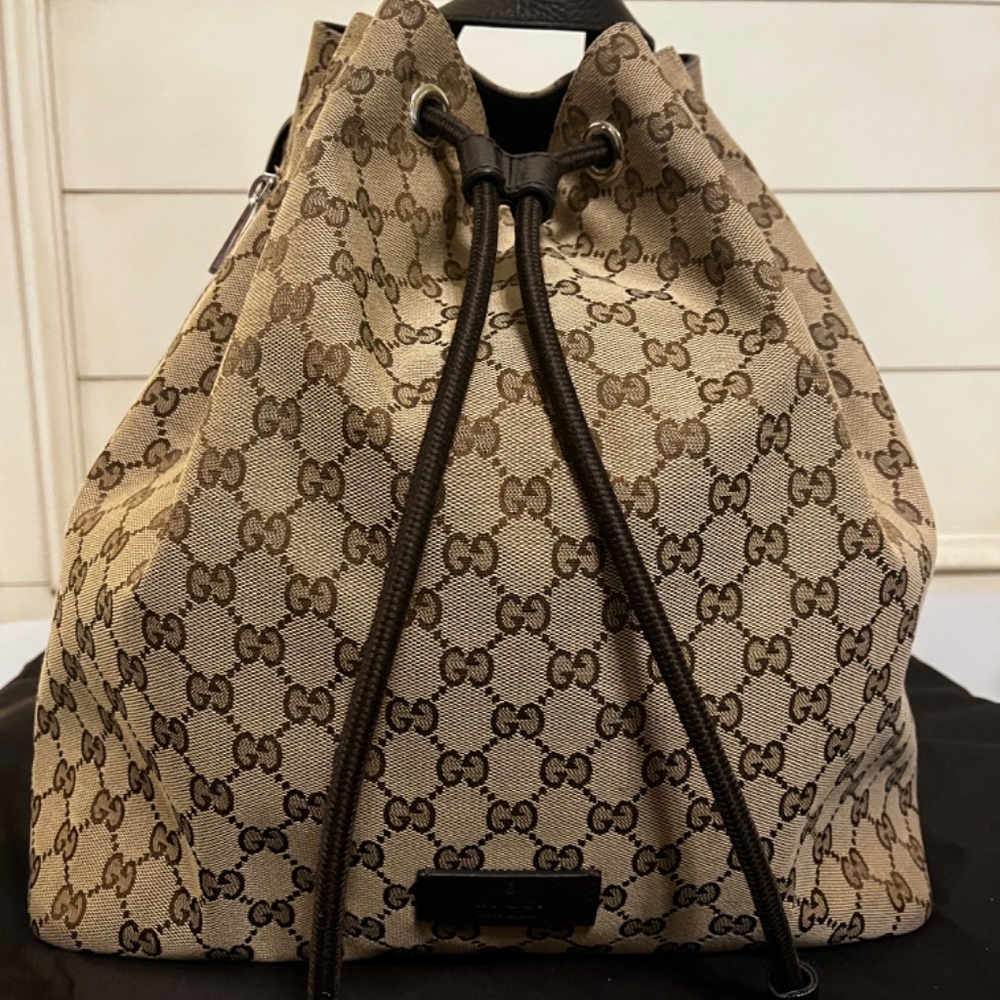 Gucci Monogram Gg Drawstring Backpack - image 7
